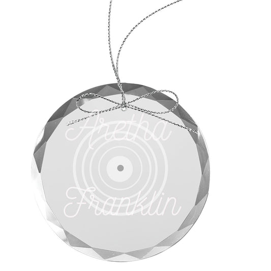 Grooves Logo Round Laser-Etched Glass Ornament