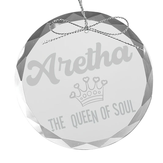 Queen Of Soul Round Laser-Etched Glass Ornament