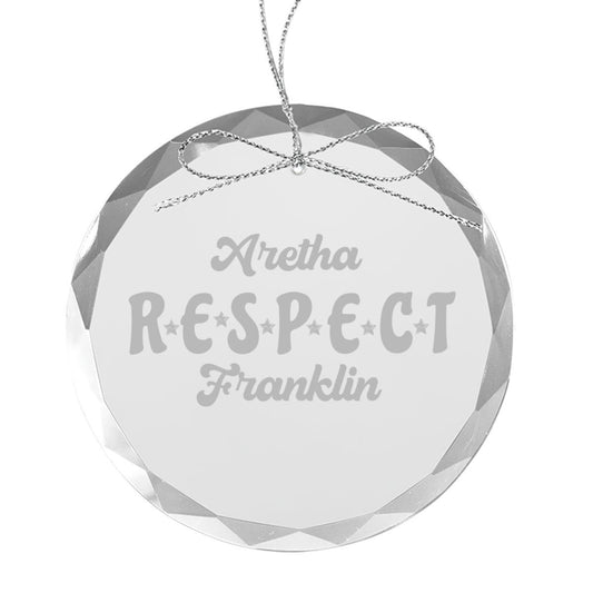 RESPECT Round Laser-Etched Glass Ornament