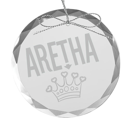 Stereo Crown Round Laser-Etched Glass Ornament