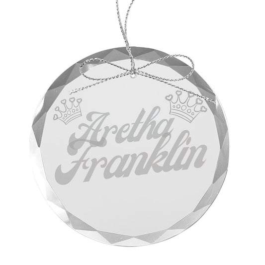 Funky Crowns Round Laser-Etched Glass Ornament
