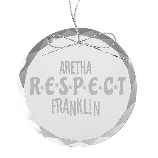 Stereo Respect Round Laser-Etched Glass Ornament